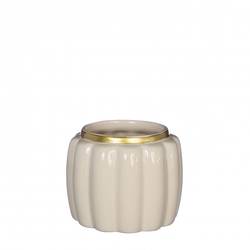 Keramik Übertopf Pouff creme D09.5cm H07.5cm 