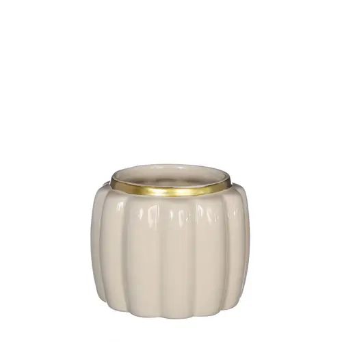 Keramik Übertopf Pouff creme D09.5cm H07.5cm 