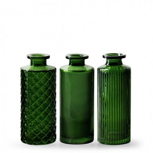 Glas Flasche Alanis mix grün D02/05cm H13cm