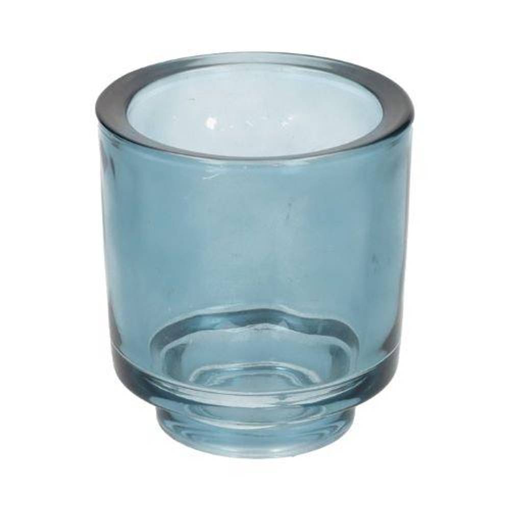 Glas Teelicht Clamp blau D07.5cm H08.5cm