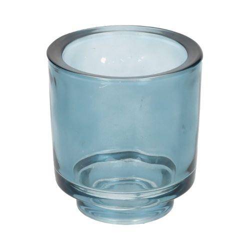 Glas Teelicht Clamp blau D07.5cm H08.5cm