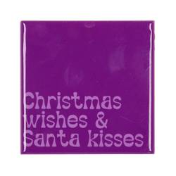 Fliese Weihnachtswünsche lila 10x10x1cm