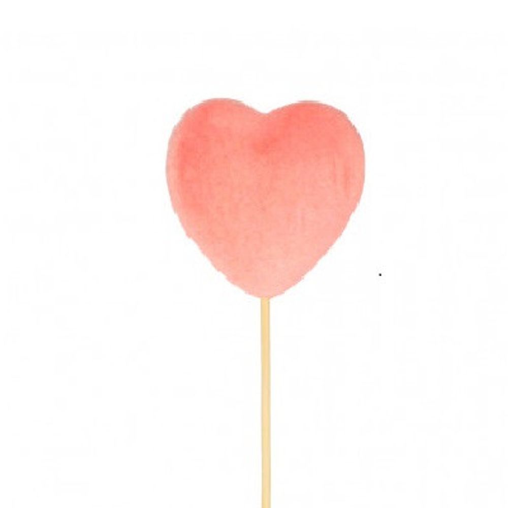 Herz auf Stab Filz rosa D06cm L50cm