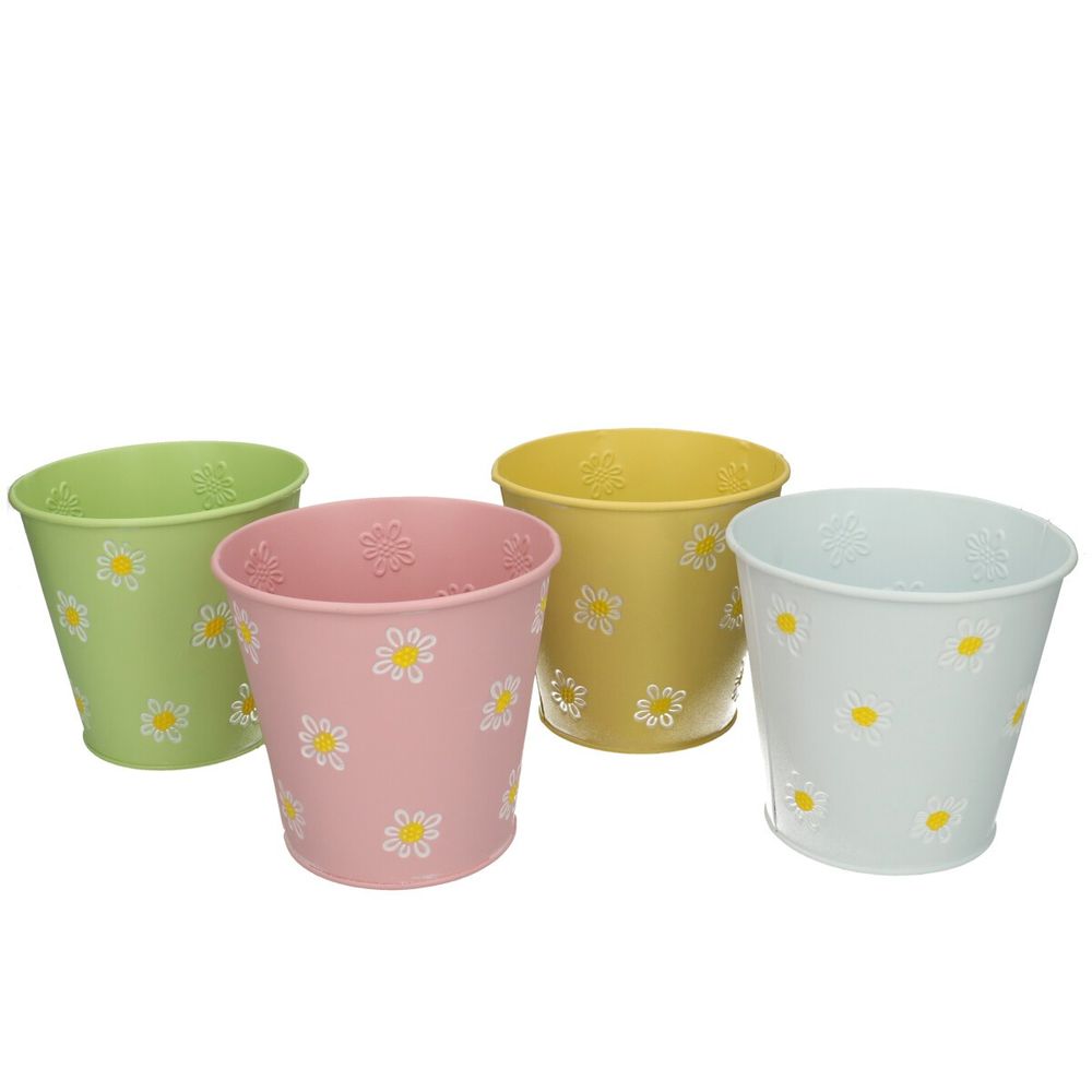 Zink Übertopf Daisy mix D12.5cm H11.5cm