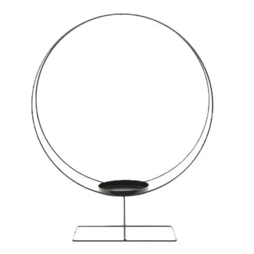 Metall Kerzenhalter Ring schwarz D48cm H60cm