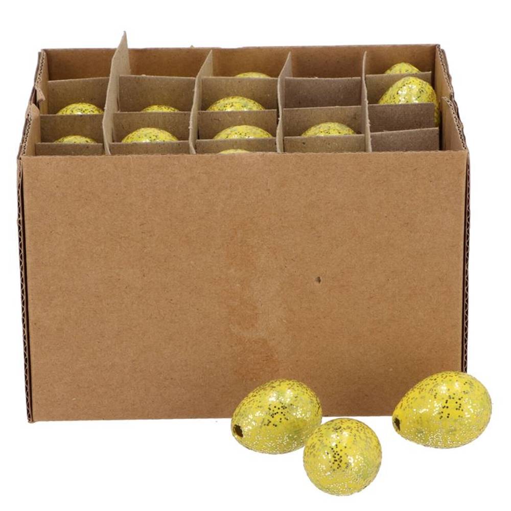 Wachtelei Glitter gelb x60