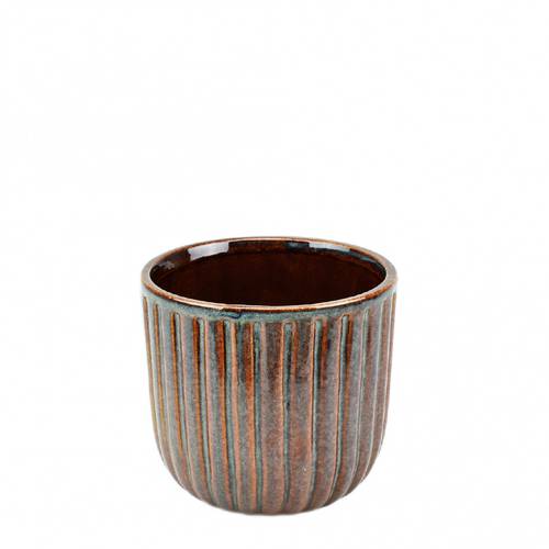 Keramik Topf Rainy braun D11.5cm H09.5cm