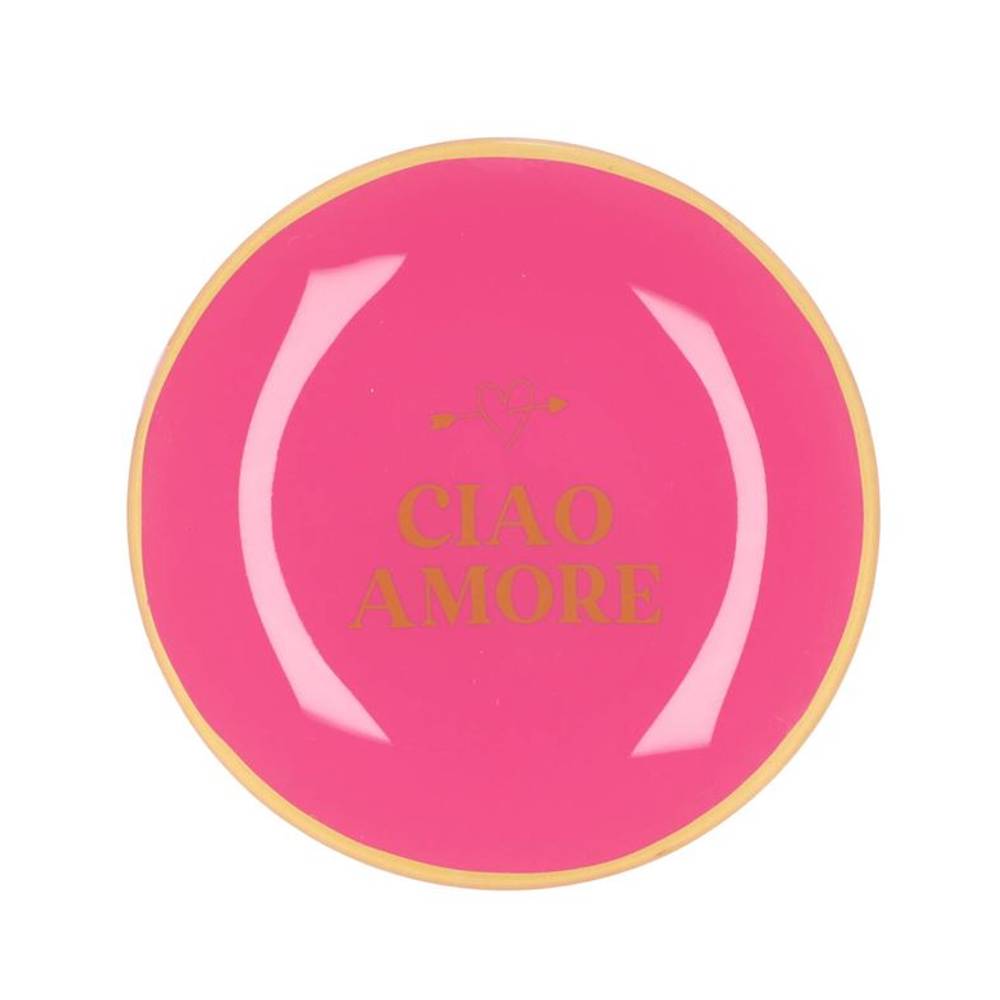 Teller Rund Ciao Amore rosa 18x18x02cm