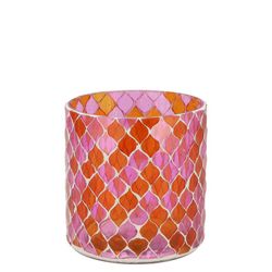 Glas Teelicht Mosaic rosa/orang D10cm H10cm