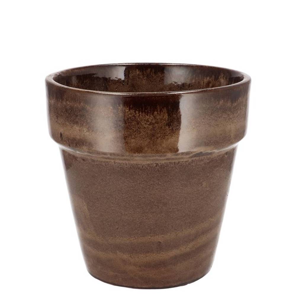 Keramik Übertopf Ebbi Glasur braun D14 H14cm