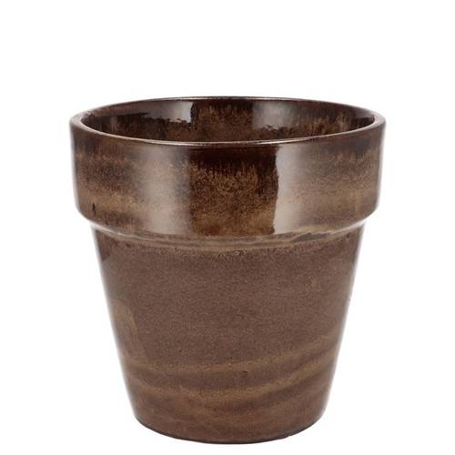 Keramik Übertopf Ebbi Glasur braun D14 H14cm