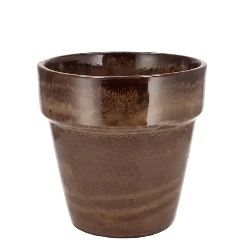 Keramik Übertopf Ebbi Glasur braun D14 H14cm