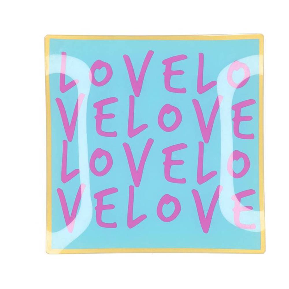Teller Viereck Love blau 18x18x02cm