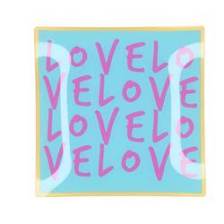 Teller Viereck Love blau 18x18x02cm