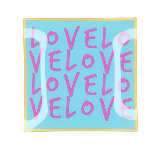 Teller Viereck Love blau 18x18x02cm