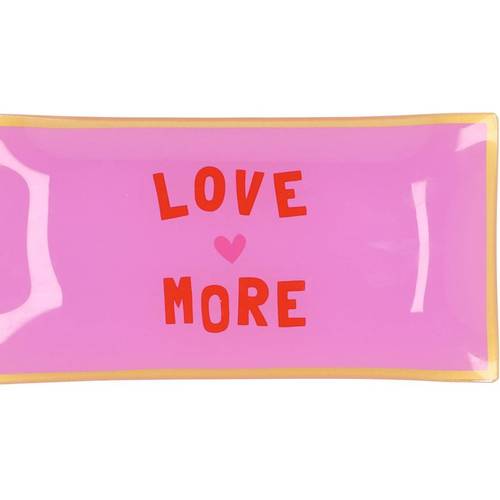 Teller Rechteck Love More rosa 20x10x02cm