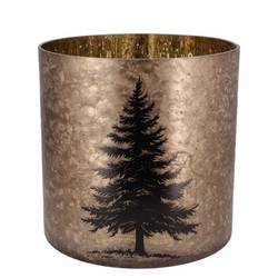Glas Teelicht Ruby Baum gold 20×20cm