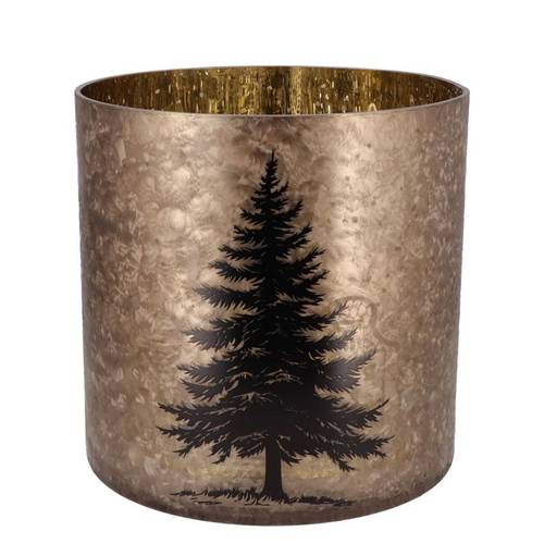 Glas Teelicht Ruby Baum gold 20×20cm