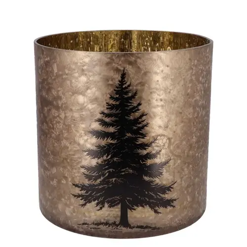 Glas Teelicht Ruby Baum gold 20×20cm