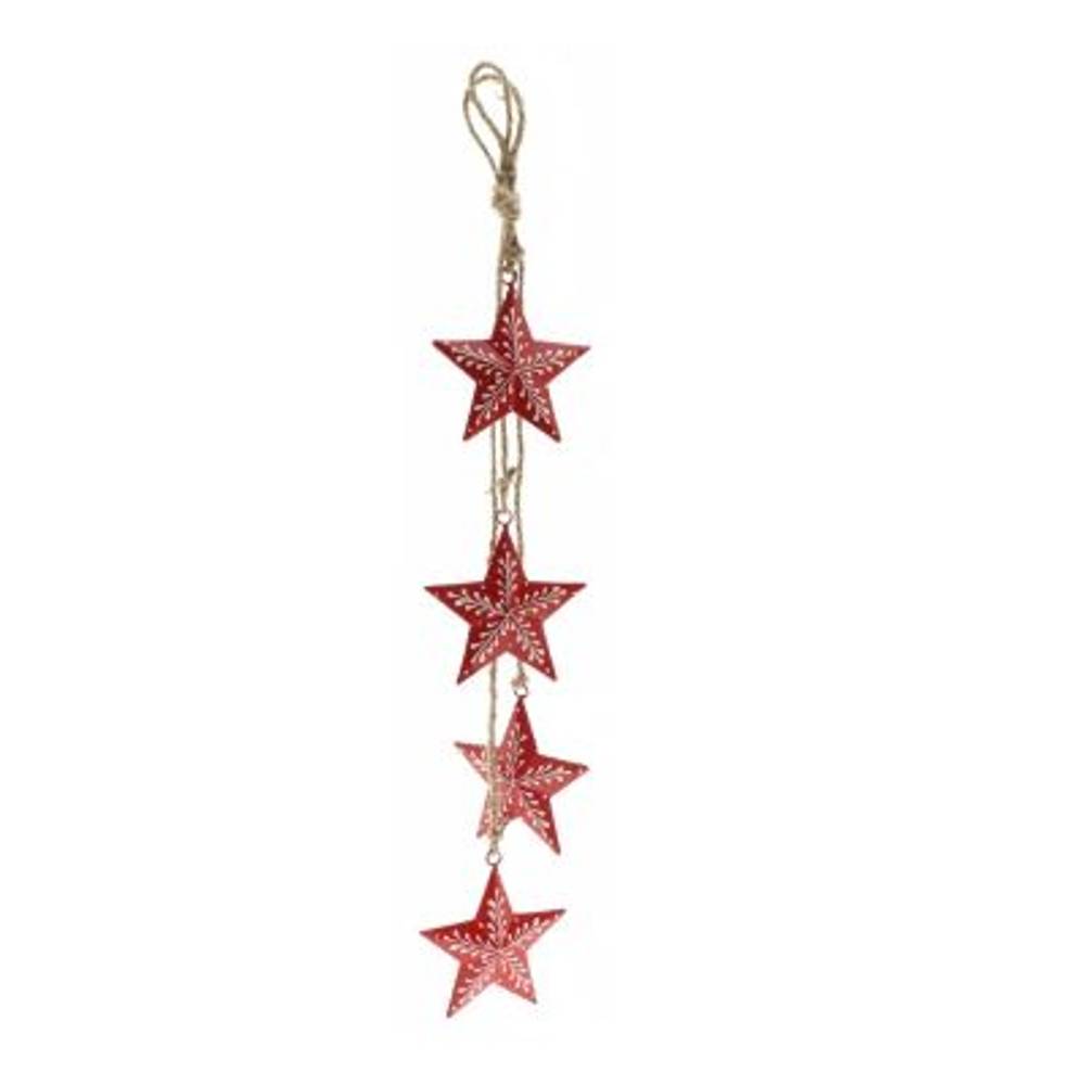 Hänger Sterne Ghanti rot D10cm L65cm