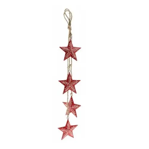 Hänger Sterne Ghanti rot D10cm L65cm