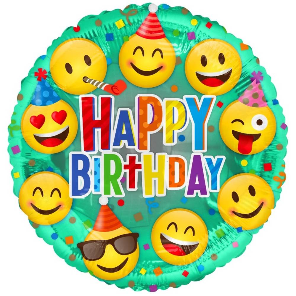 Ballon Eco Happy Birthday Rund mix D45cm