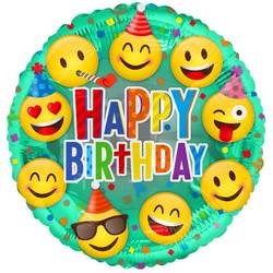 Ballon Eco Happy Birthday Rund mix D45cm