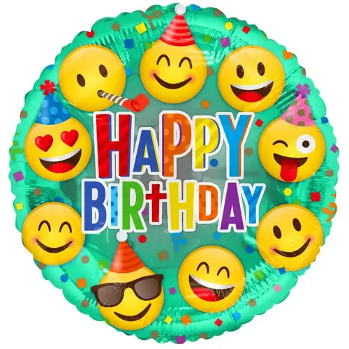 Ballon Eco Happy Birthday Rund mix D45cm