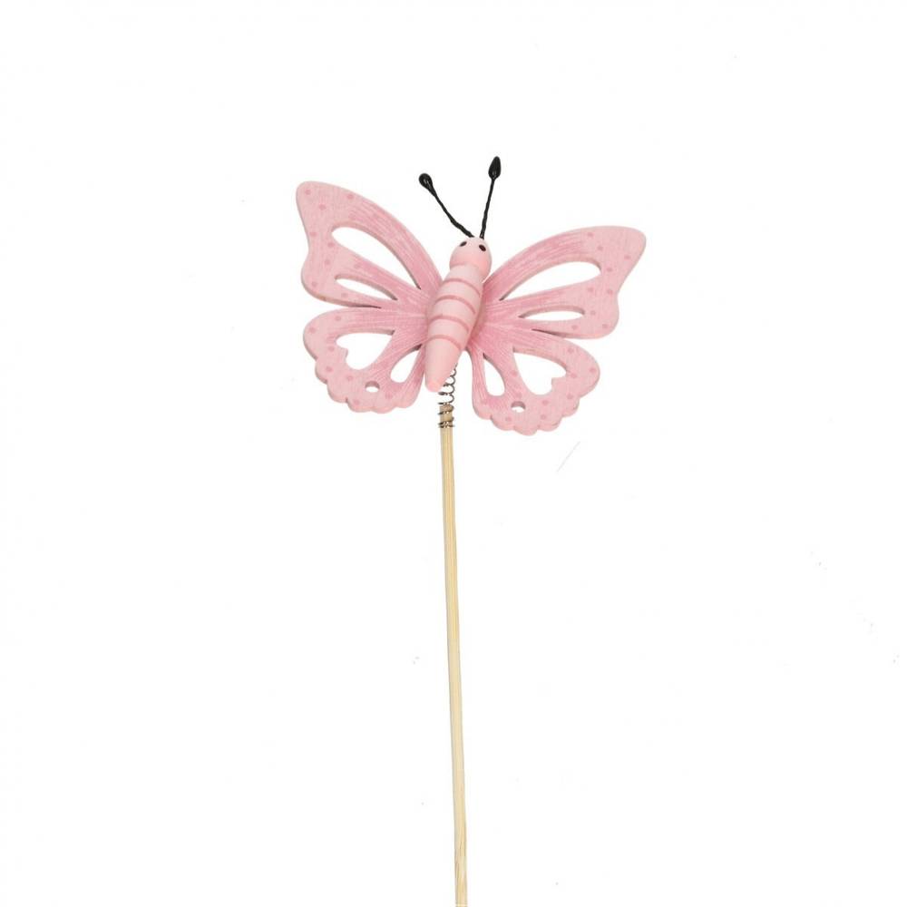 Schmetterling auf Stab rosa L50cm D08cm