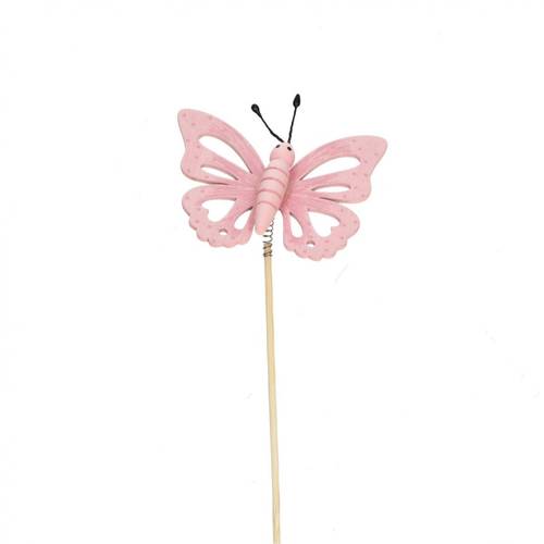 Schmetterling auf Stab rosa L50cm D08cm