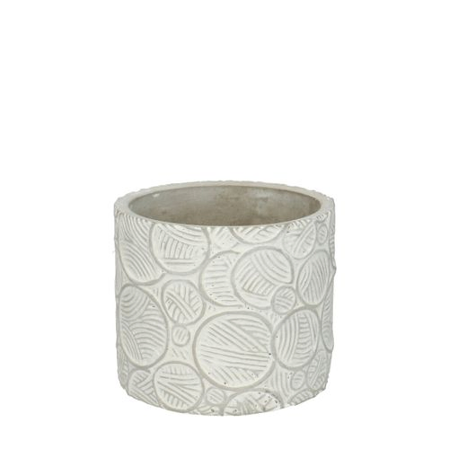 Keramik Stein Übertopf Kreise grau D13cm H12cm