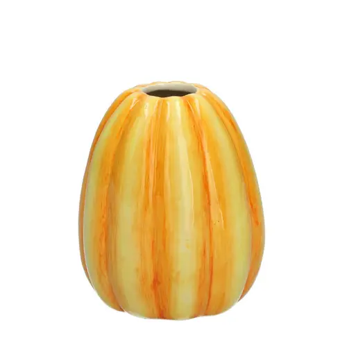Keramik Vase Kürbis orange D11cm H12cm 