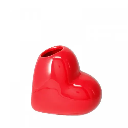 Keramik Vase Herz rot 12.5x07x12cm