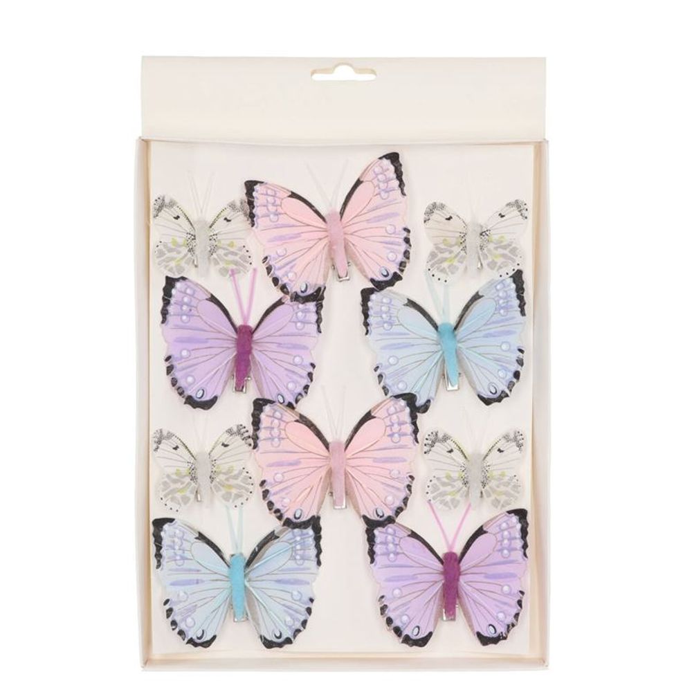 Schmetterling auf Clip Pastell 5-8cm mix Pro 10 Stück