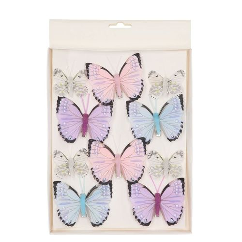 Schmetterling auf Clip Pastell 5-8cm mix Pro 10 Stück