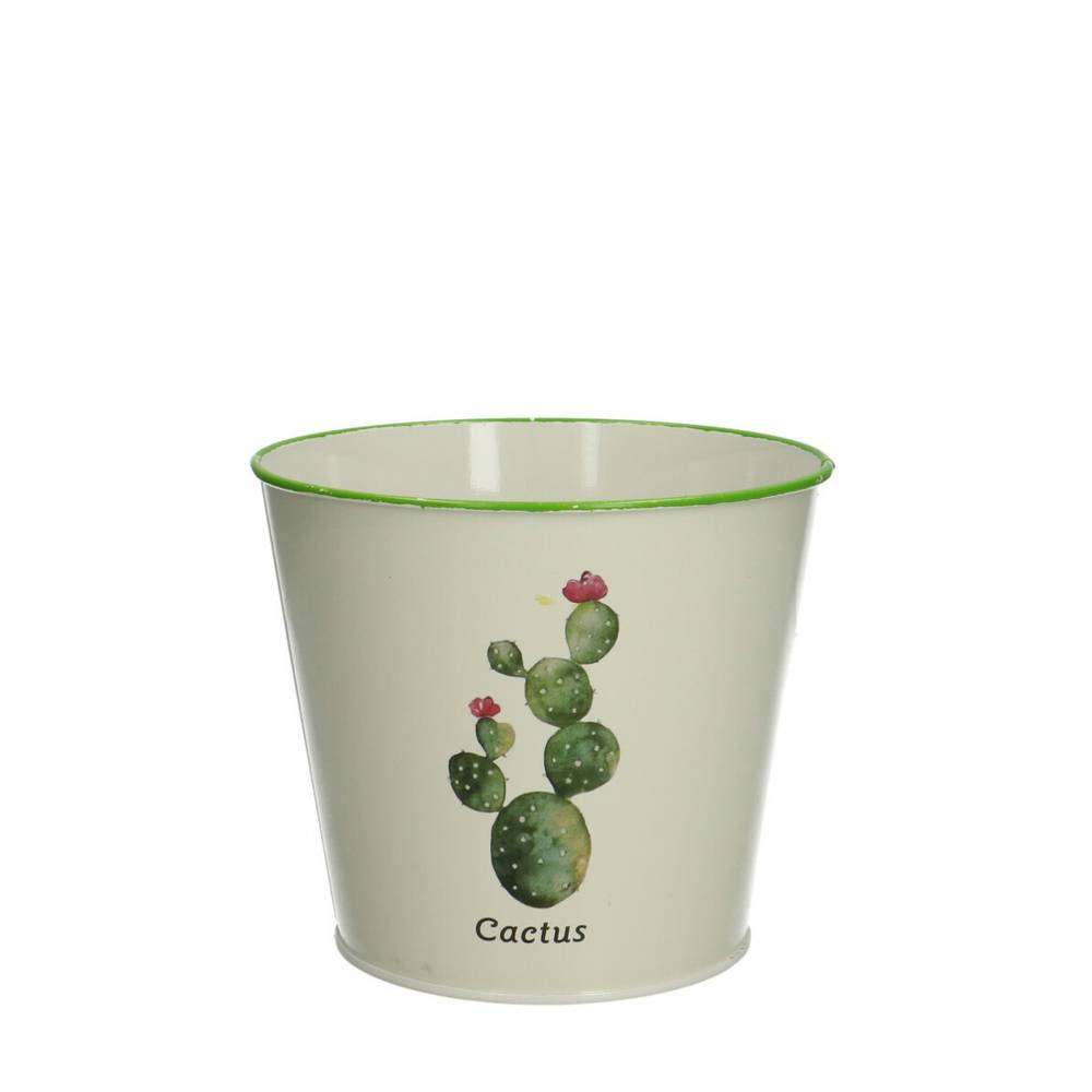 Zink Übertopf Kaktus2 grün D12.5cm H11cm