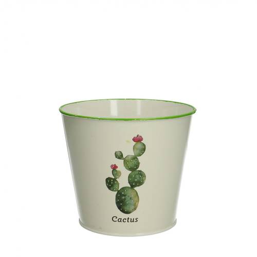 Zink Übertopf Kaktus2 grün D12.5cm H11cm