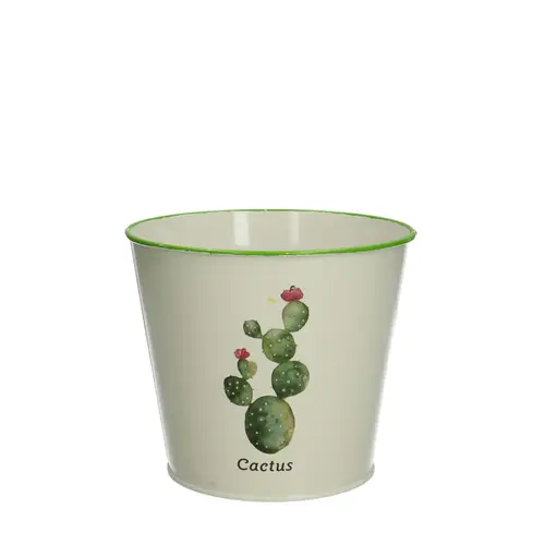 Zink Übertopf Kaktus2 grün D12.5cm H11cm