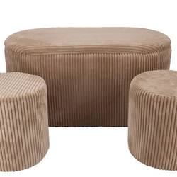 Hocker Stripes 3/Set braun 80x40/30x30/30x30cm