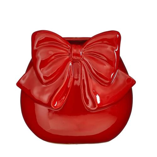 Keramik Vase Schleife rot D29.5cm H28cm