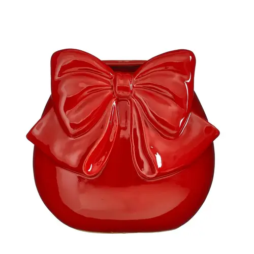 Keramik Vase Schleife rot D29.5cm H28cm