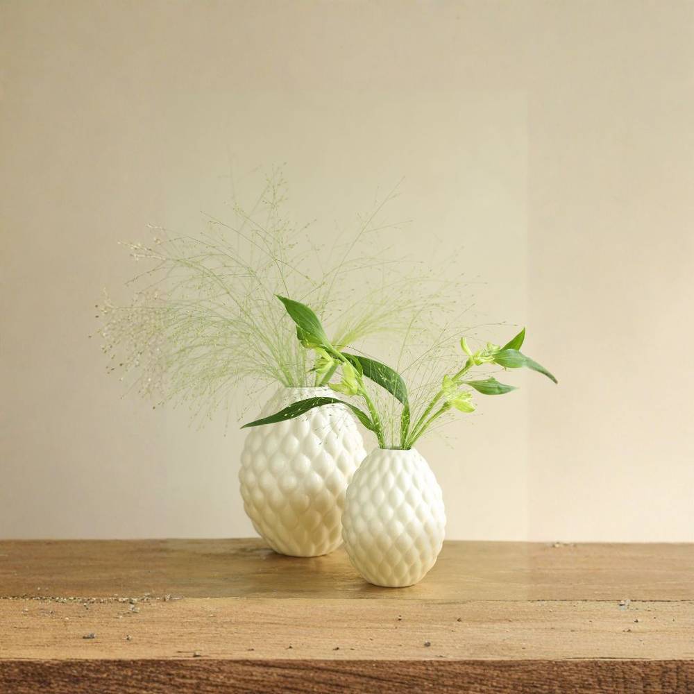 Keramik Vase Bubbles creme D02/08.5cm H11cm