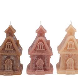 Kerze Lebkuchenhaus mix braun 08x09x15cm