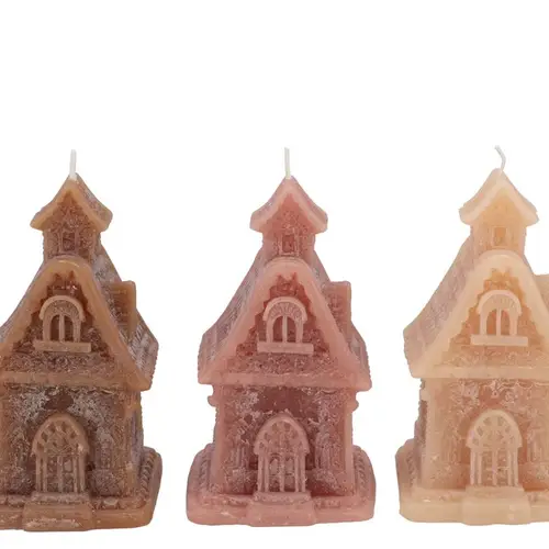 Kerze Lebkuchenhaus mix braun 08x09x15cm