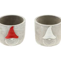 Übertopf Gnom 2/Ass grau D14.5cm H10cm