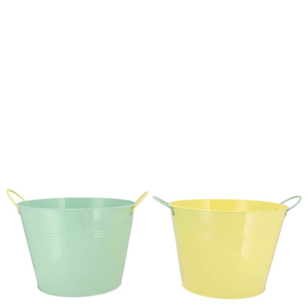 Zink Eimer grün/gelb mix D16cm H14cm