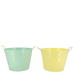 Zink Eimer grün/gelb mix D16cm H14cm