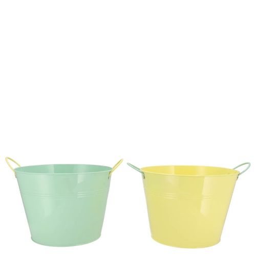 Zink Eimer grün/gelb mix D16cm H14cm