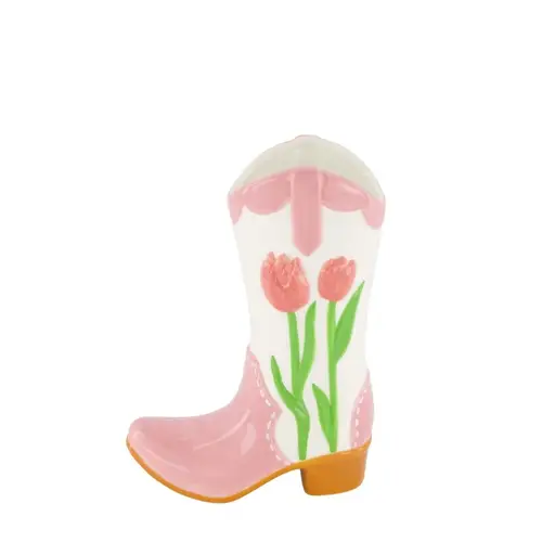 Keramik Vase Stiefel rosa 16x08x23cm