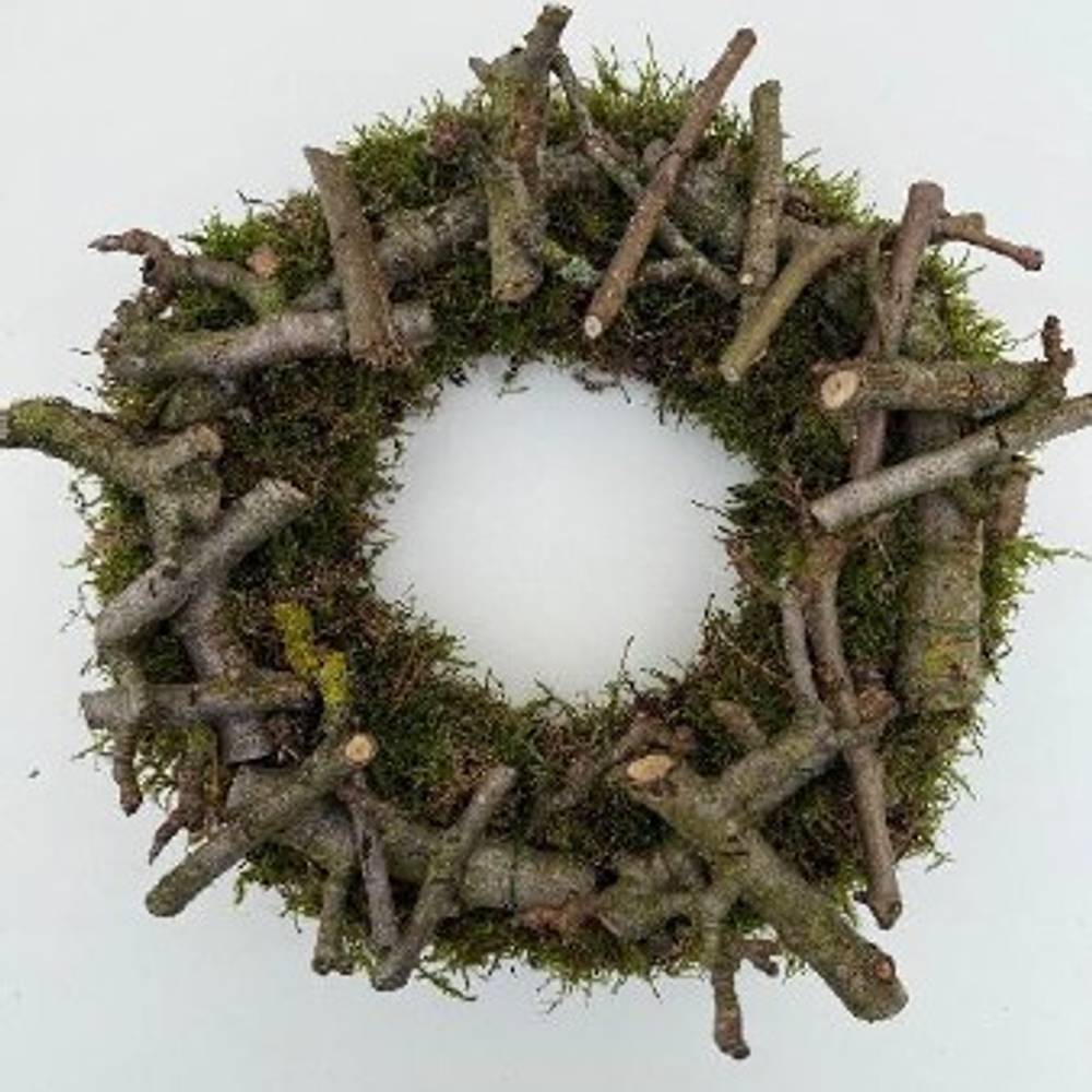 Kranz grün/grau Moos/Apfelholz D30cm